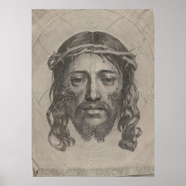 Claude Mellans Kristus ansikte 1649 gravyr Poster (Framsidan)