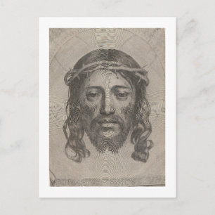 Claude Mellans Kristus ansikte 1649 gravyr Vykort