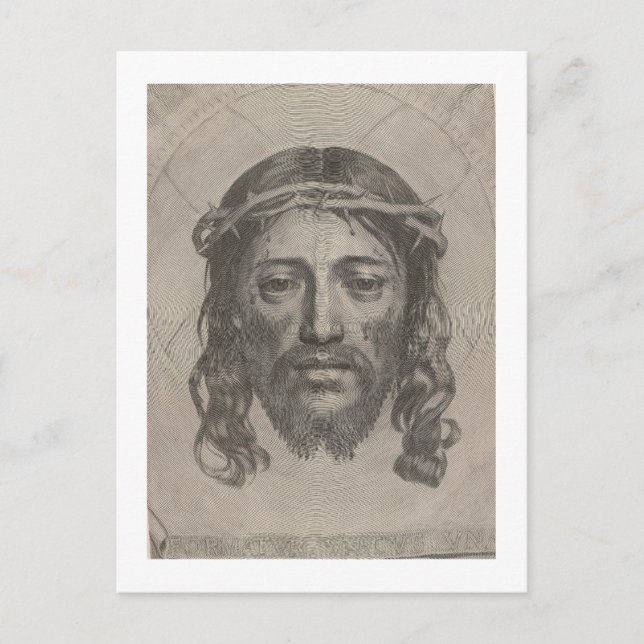 Claude Mellans Kristus ansikte 1649 gravyr Vykort (Framsida)