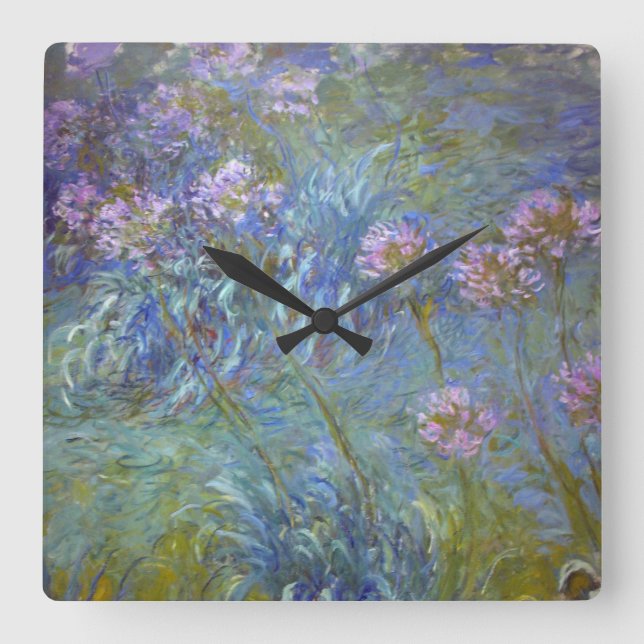 Claude Monet Agapanthus Fyrkantig Klocka (Framsida)