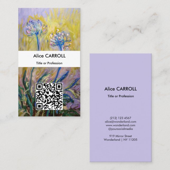 Claude Monet - Agapanthus - QR-kod Visitkort (Fram/baksida)