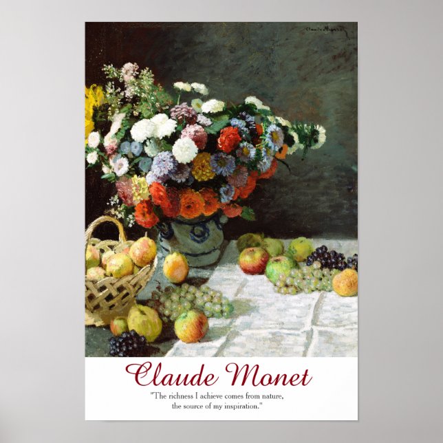 Claude Monet Art Ote Flowers och Fruit Poster (Framsidan)