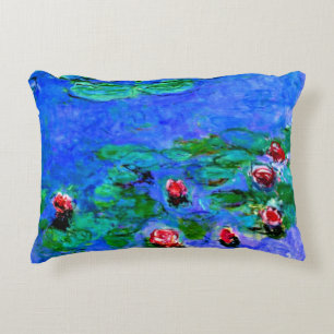 Claude Monet art: Vatten Lilies (röd) Prydnadskudde