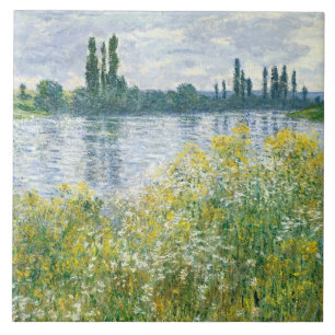 Claude Monet banker av Seinen, Vetheuil, 1880 Kakelplatta