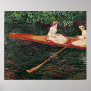 Claude Monet Båt på floden Epte Poster