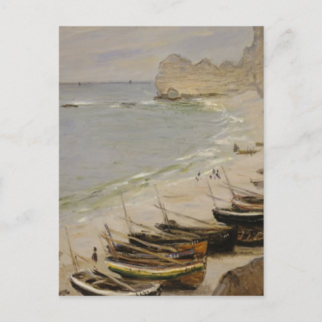 Claude Monet - båt på stranden vid Etretat Vykort (Framsida)