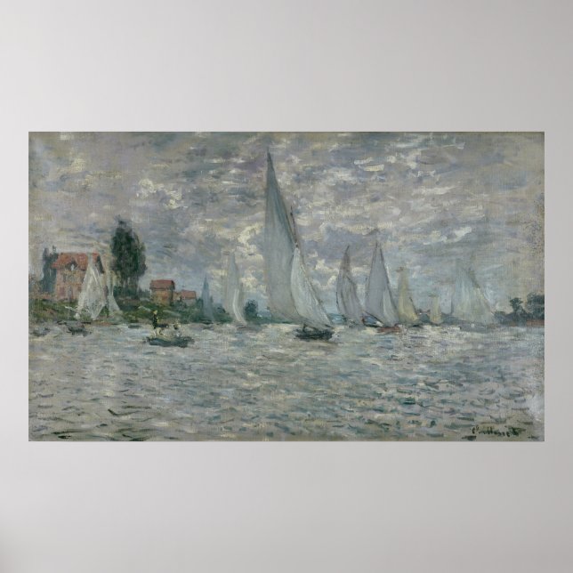 Claude Monet | Båtar eller Regatta i Argentina Poster (Framsidan)