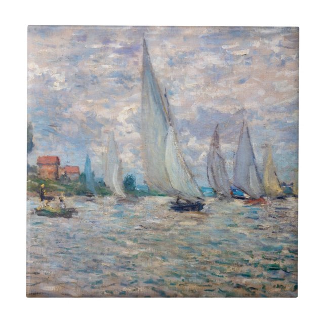 Claude Monet - Båtregatta i Argenteuil Kakelplatta (Framsidan)