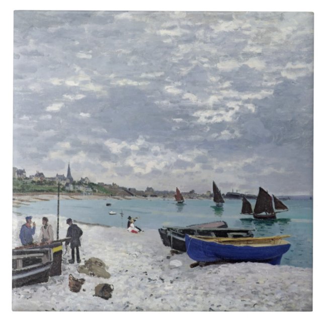 Claude Monet | Beach at Sainte-Adresse Kakelplatta (Framsidan)