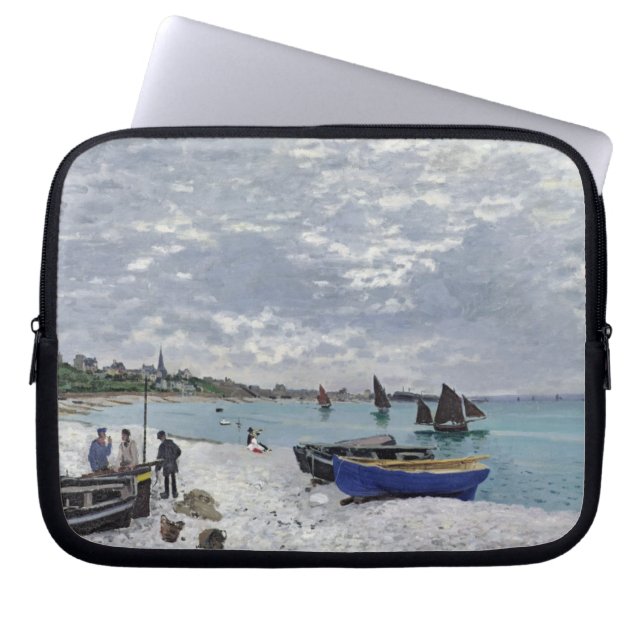 Claude Monet | Beach at Sainte-Adresse Laptop Sleeve (Framsidan)