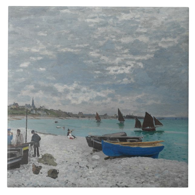 Claude Monet - Beach på Sainte-Adresse Kakelplatta (Framsidan)