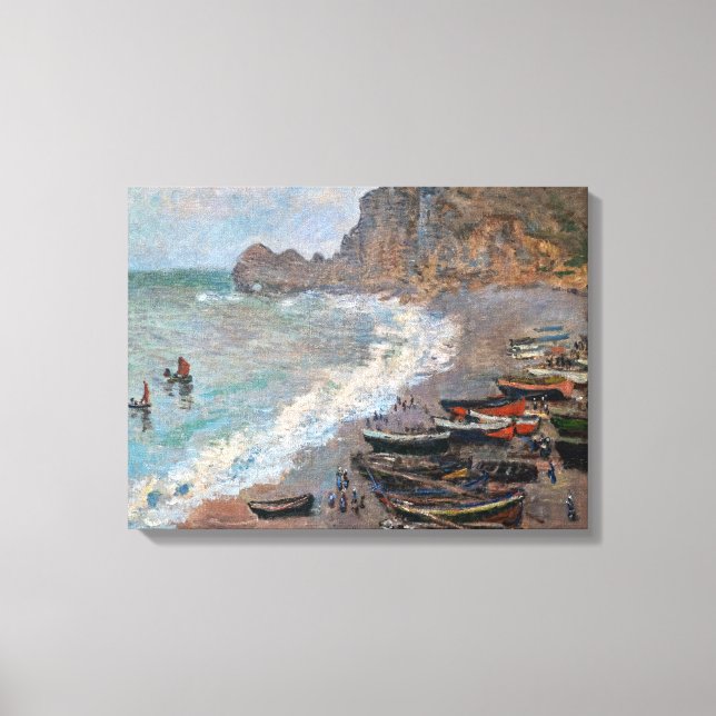 Claude Monet - Beach vid Etretat Canvastryck (Framsida)