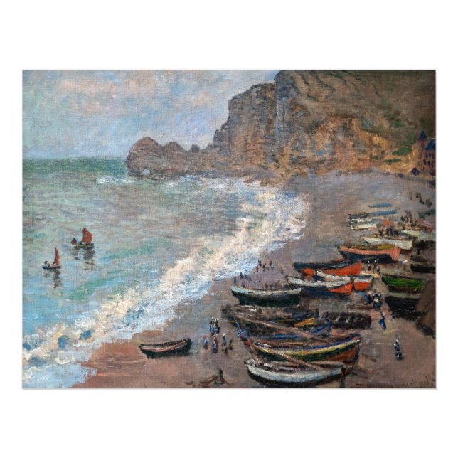 Claude Monet - Beach vid Etretat Fototryck (Framsidan)