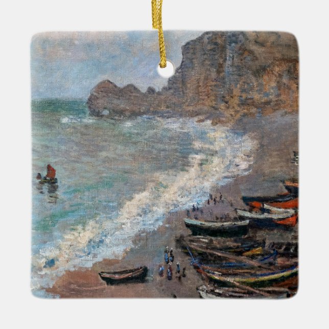 Claude Monet - Beach vid Etretat Julgransprydnad Keramik (Framsida)