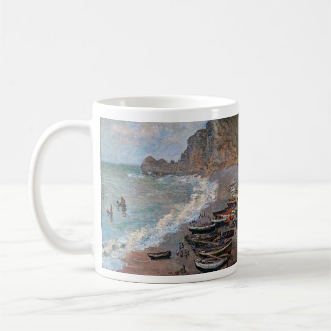 Claude Monet - Beach vid Etretat Kaffemugg (Vänster)