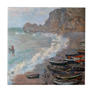 Claude Monet - Beach vid Etretat Kakelplatta