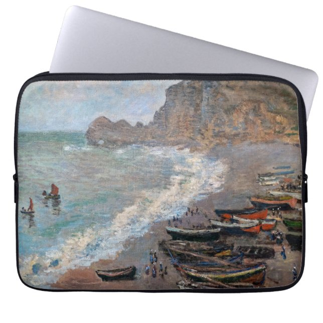 Claude Monet - Beach vid Etretat Laptop Fodral (Framsidan)