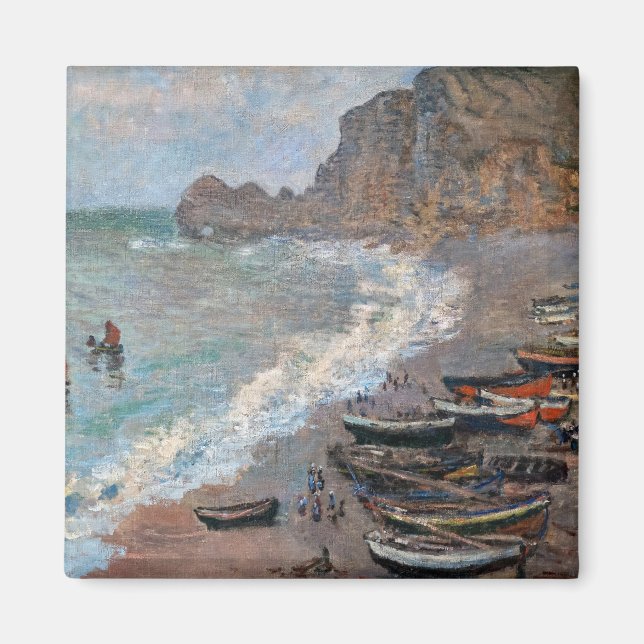 Claude Monet - Beach vid Etretat Magnet (Framsidan)