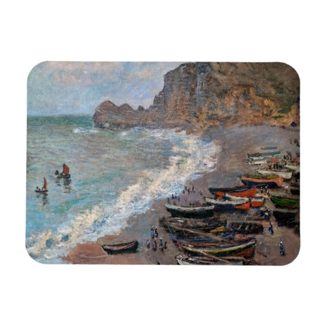Claude Monet - Beach vid Etretat Magnet (Horisontell)