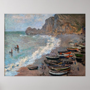 Claude Monet - Beach vid Etretat Poster