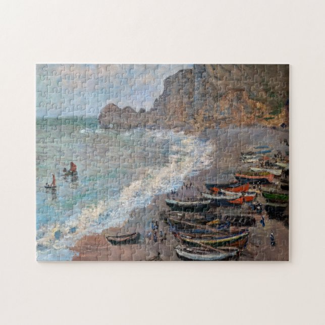 Claude Monet - Beach vid Etretat Pussel (Horisontell)
