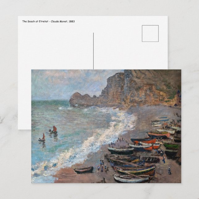 Claude Monet - Beach vid Etretat Vykort (Fram/baksida)