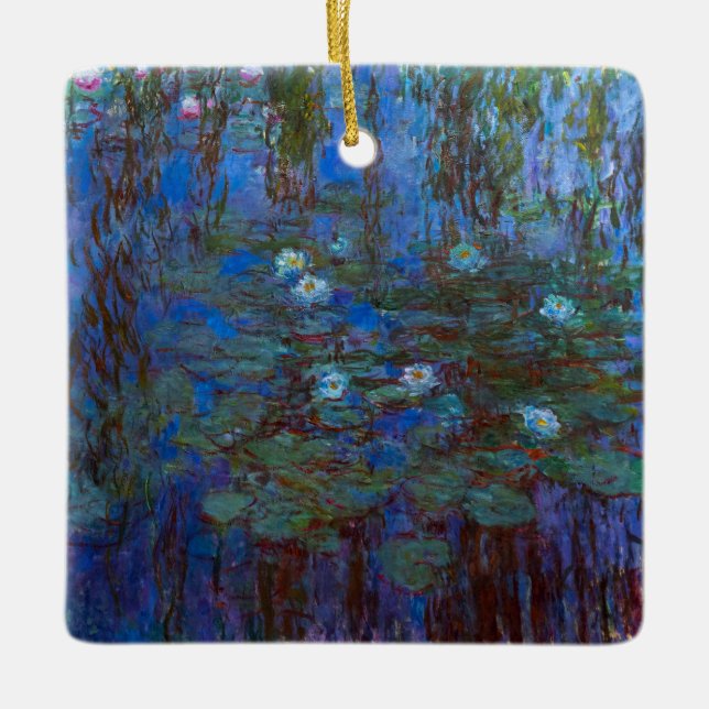 Claude Monet - Blå Näckrosor Julgransprydnad Keramik (Framsida)