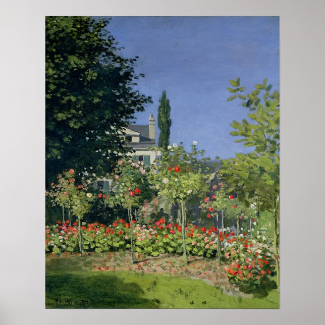 Claude Monet | Blommar Garden vid Sainte-Adresse Poster (Framsidan)