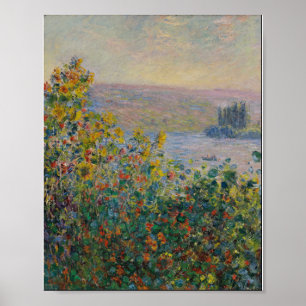 Claude Monet - Blommor vid Vetheuil Poster