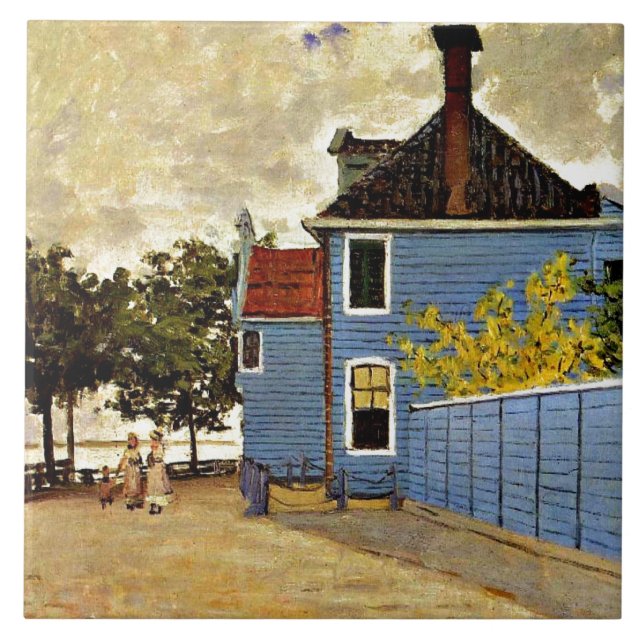 Claude Monet - Blue House i Zaandam Kakelplatta (Framsidan)