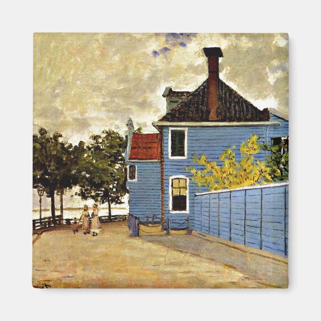 Claude Monet - Blue House i Zaandam Magnet (Framsidan)