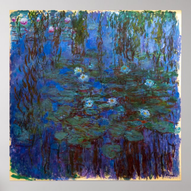 Claude Monet - Blue Vatten Lilies Poster (Framsidan)