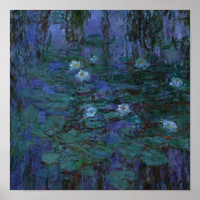 Claude Monet - Blue Vatten Lilies Poster (Framsidan)