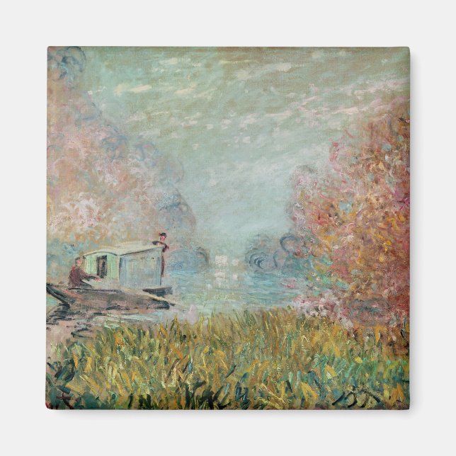 Claude Monet | Boat Studio on the Seine, 1875 Magnet (Framsidan)