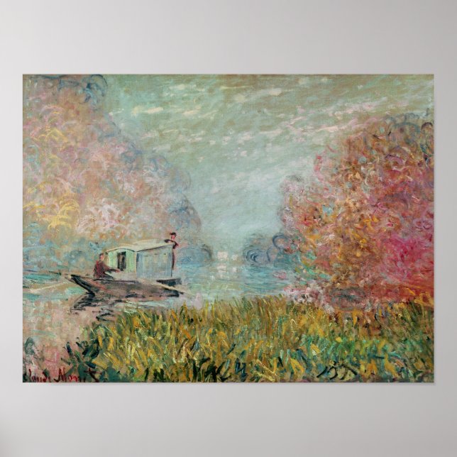 Claude Monet | Boat Studio on the Seine, 1875 Poster (Framsidan)