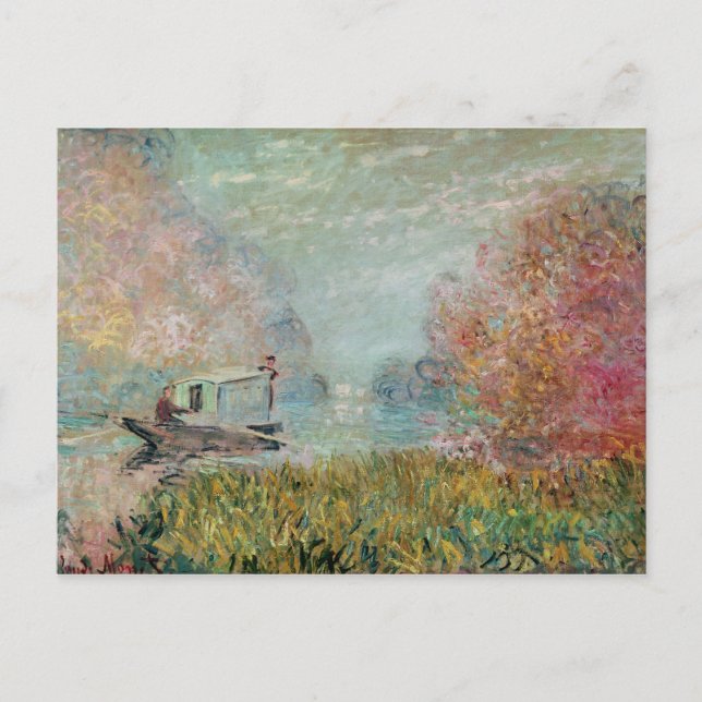Claude Monet | Boat Studio on the Seine, 1875 Vykort (Framsida)