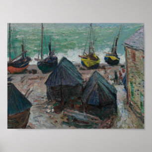 Claude Monet - Boats på stranden vid Etretat Poster