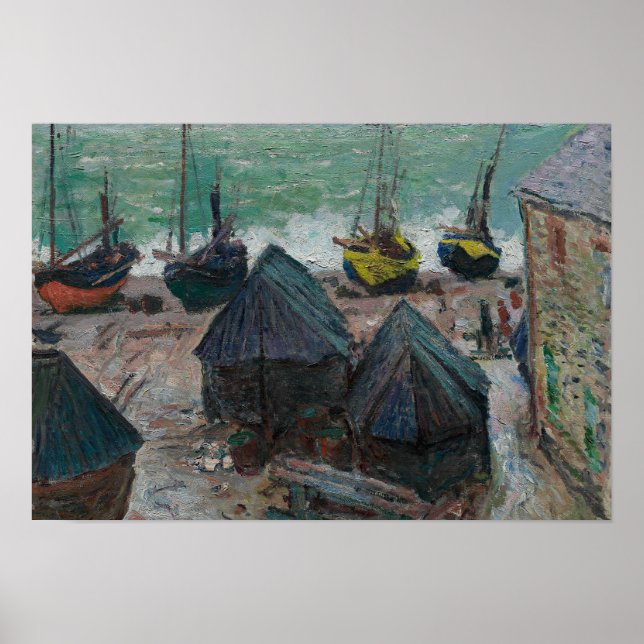 Claude Monet - Boats på stranden vid Etretat Poster (Framsidan)