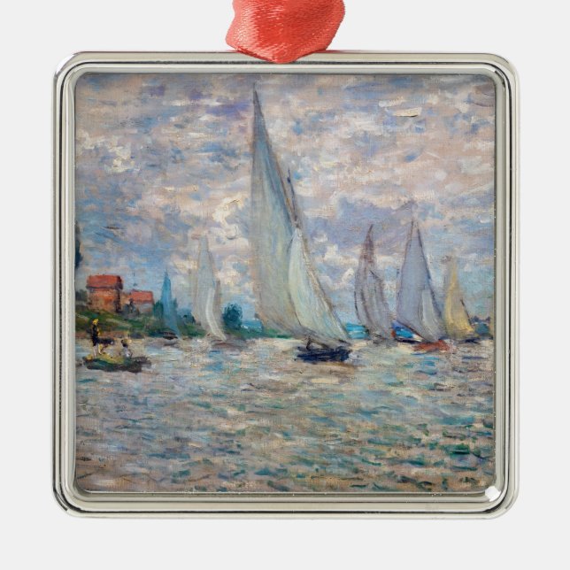 Claude Monet - Boats Regatta vid Argenteuil Julgransprydnad Metall (Framsidan)