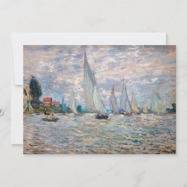 Claude Monet - Boats Regatta vid Argenteuil Tack Kort (Framsida)