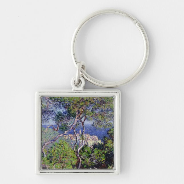 Claude Monet| Bordighera, 1884 Fyrkantig Silverfärgad Nyckelring (Framsidan)