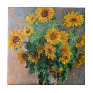 Claude Monet - Bouquet av solblommor Kakelplatta