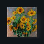 Claude Monet - Bouquet av solblommor Knapp<br><div class="desc">Bouquet of Sunwers / Bouquet de tournesols - Claude Monet,  Oil on Canvas,  1881</div>