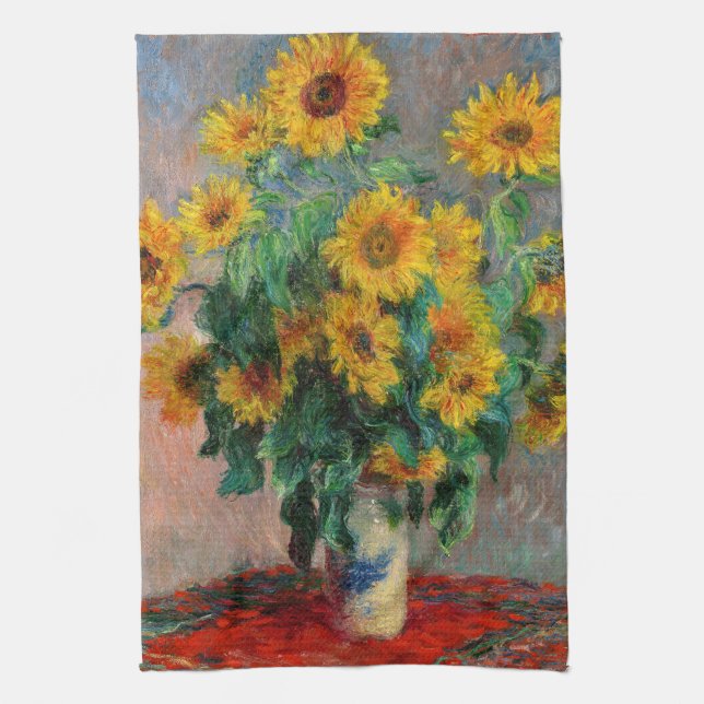 Claude Monet - Bouquet av solblommor Kökshandduk (Vertikal)