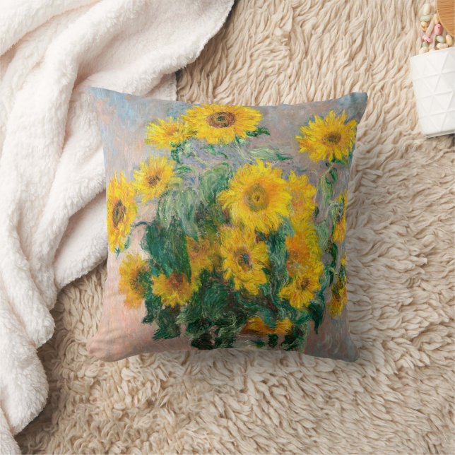 Claude Monet Bouquet av solblommor Kudde (Filt)