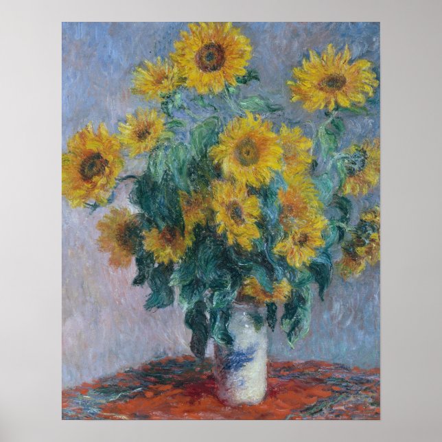 Claude Monet-Bouquet av solblommor Poster (Framsidan)