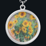 Claude Monet - Bouquet av solblommor Silverpläterat Halsband<br><div class="desc">Bouquet of Sunwers / Bouquet de tournesols - Claude Monet,  Oil on Canvas,  1881</div>