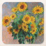 Claude Monet - Bouquet av solblommor Underlägg Papper Kvadrat<br><div class="desc">Bouquet of Sunwers / Bouquet de tournesols - Claude Monet,  Oil on Canvas,  1881</div>
