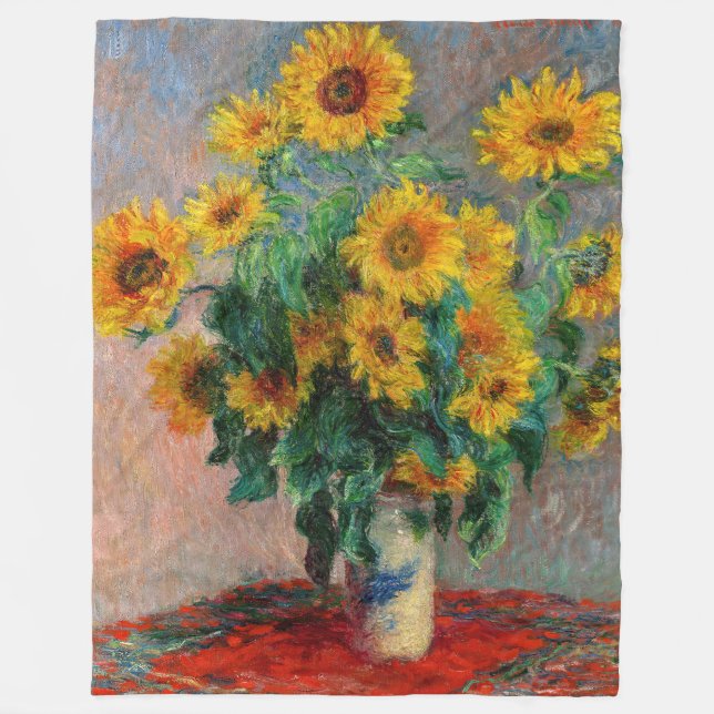 Claude Monet - Bukett solrosor Fleecefilt (Framsidan)