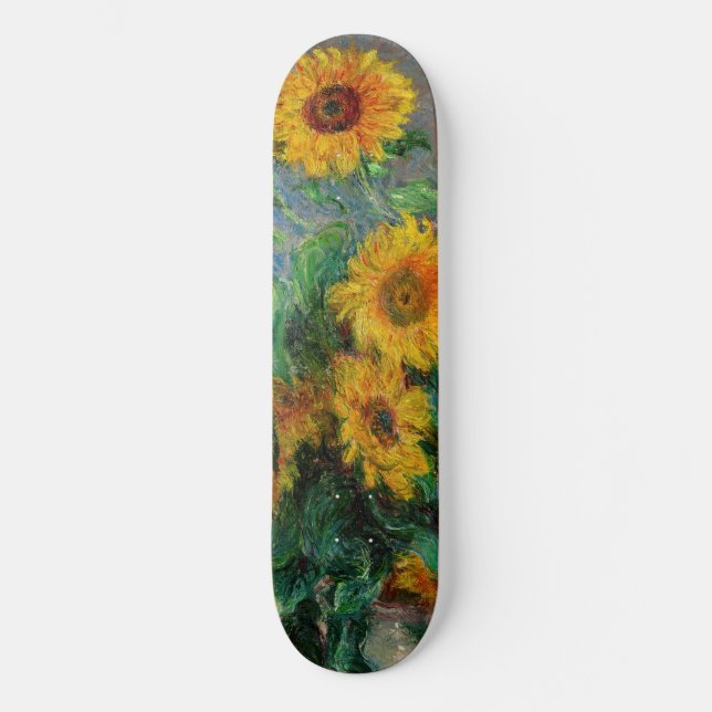 Claude Monet - Bukett solrosor Mini Skateboard Bräda 18,5 Cm (Framsida)